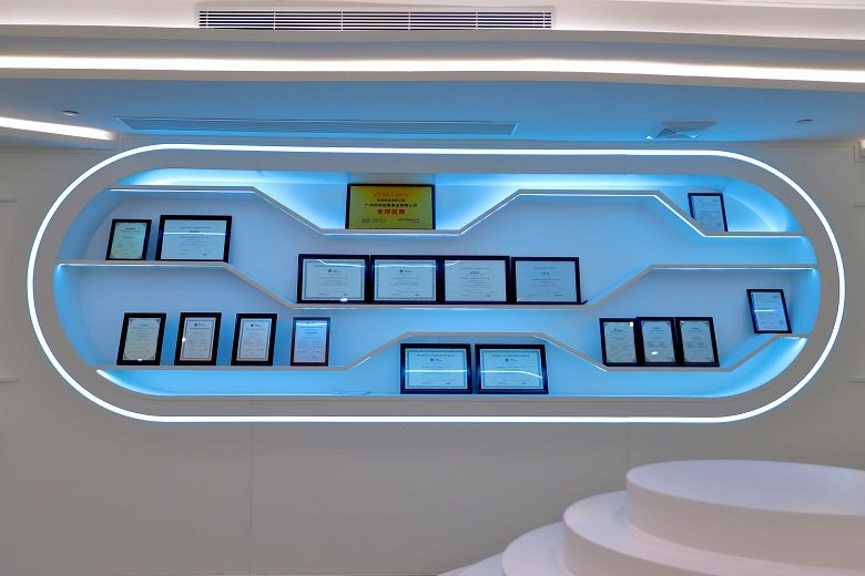 Display panels in the showroom.